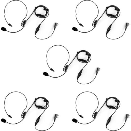 Artudatech 5Pcs Single Ear PTT Behind the Head Headset For Kenwood TK3107 TK208 for Baofeng Radio