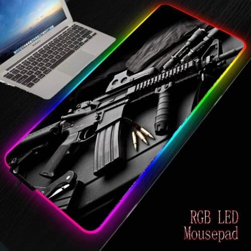 XGZ Gun Gaming RGB Large Mouse Pad Gamer Big Mat Computer pad Led Backlight XXL Surface Mause Keyboard Desk