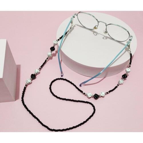 New Black White Dice Sunglasses Chain Simple Black Bead Chain For Glasses Mask Straps Necklace Lanyard Fashion Women Jewelry
