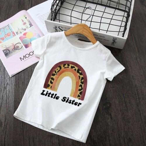 Unisex Kids Clothes 2020 Boys T Shirts Fashion T Shirt Girl Desert Colors Rainbow Leopard Sister Harajuku Girls Top Summer Cute