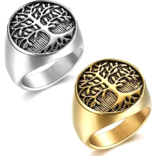 Dropshipping newest punk style tree of life rings 316l stainless steel tree life rings for men women jewelry BR1074