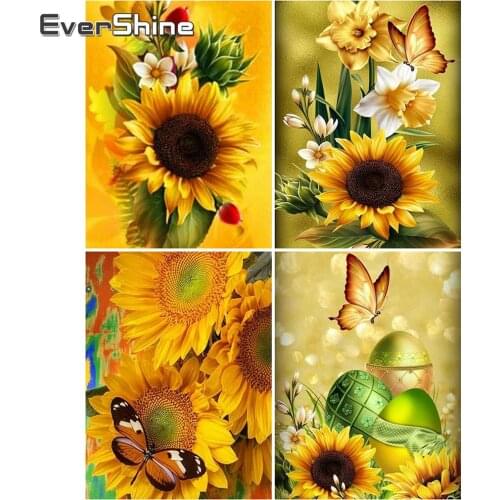 Evershine Diamond Embroidery Sunflower Picture Of Rhinestone Diamond Painting Flower Cross Stitch Wall Art Home Decoration