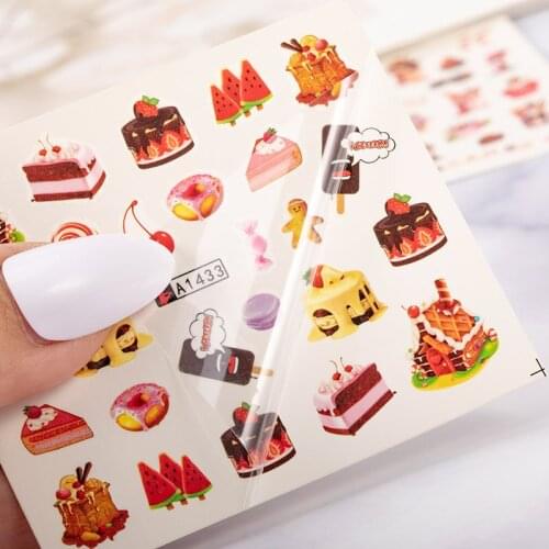 EZOP 1 piece of delicious cake cool drink ice cream slider nail art water sticker nail art tattoo decoration manicure