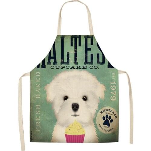 Cartoon Dog Pattern Apron Dog Aprons Modern Minimalist Cute Dogs Cotton And Linen Material Is Refreshing And Easy To Wear