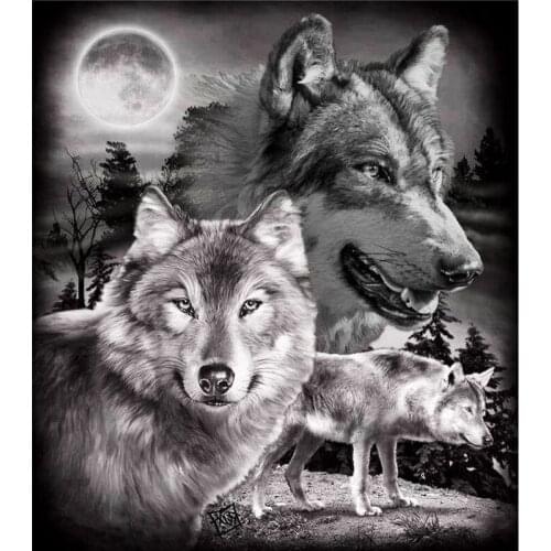 GLymg Diy Diamond Painting Cross Stitch Wolf Animal Picture Diamond Embroidery Full Square Drill Mosaic Gift Home Decoration