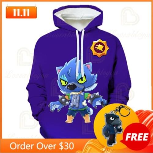 Games Shark Leon Star, Childrens Wear Kids Hoodie Shooting Game 3d Sweatshirt Browlers Boys Girls Tops Hoodies Teen Clothes