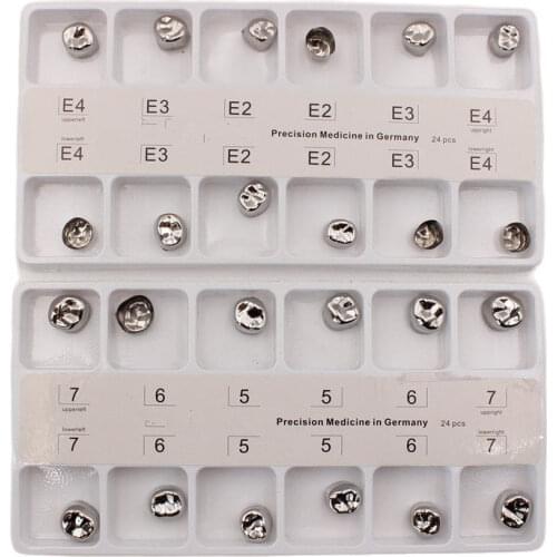 12Pcs/Box Dental Kids Crown Stainless Steel Primary Molar Crown Adult Crown Primary Temporary Molar Pediatric Crown