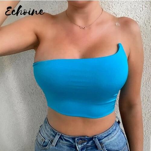Women Lady Female One Shoulder Crop Tops Sleeveless T-Shirt Tank Tops Summer Beach Vest Bare Midriff Summer Fashion Clothes
