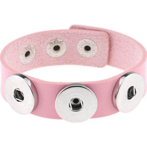 Fashion Snap Bracelet Fit 18MM Snap jewelry Pink Leather Bracelets Women Fashion Snap Jewelry