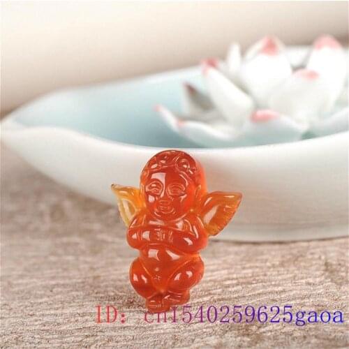 Jade Angel Pendant Chalcedony Fashion Women Charm Natural Gifts Carved Jewelry Necklace