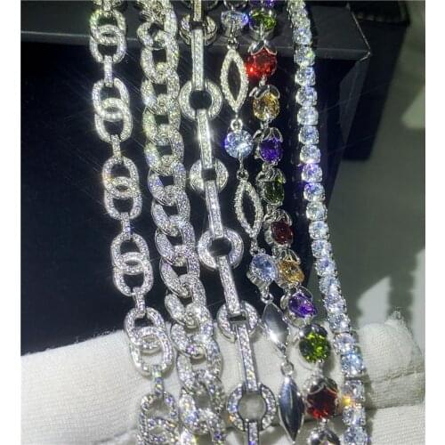 6 style Luxury Tennis Chain bracelet AAAAA cz White Gold Filled Statement Party Wedding bracelets for women men Jewerly Gift