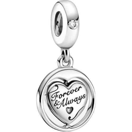 S925 Sterling Silver Forever Soul Mate Spin Charm Fit Original 3mm Bracelet&Bangle Making Fashion DIY Jewelry For Women 2021New