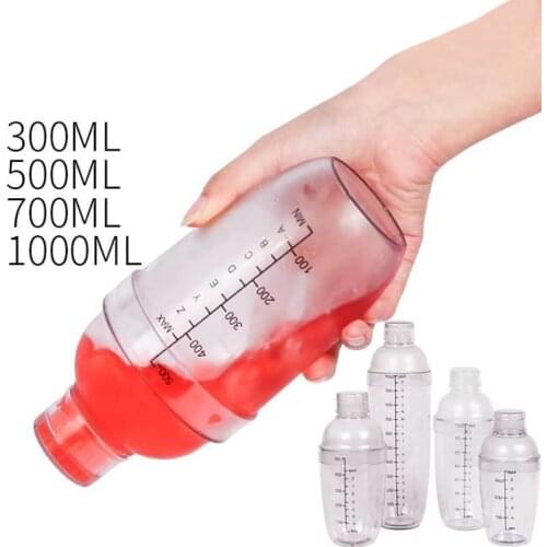 1PCS 300ml/500ml/700ml/1000ml Cocktail Shaker home bar utensils plastic shake cup wine drink mixer shake bottle