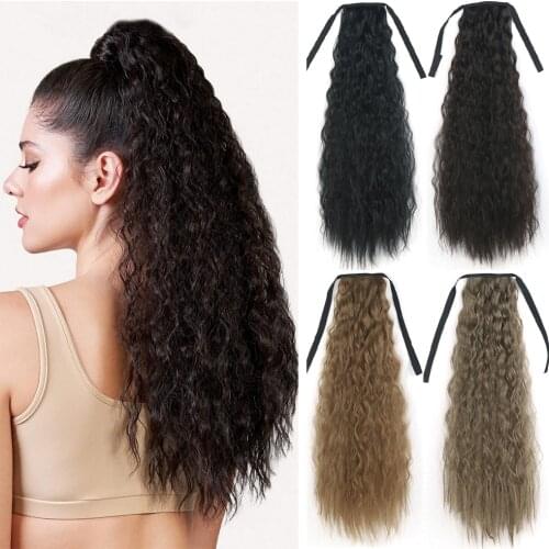Synthetic Long ponytail Corn Curly Drawstring Natural Hair Ponytail Extensions For Fashion Women 20inch Ponytail Synthetic Hair