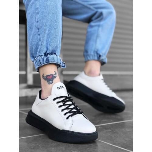 BA0161 Laced High Base Cream Sports Shoes