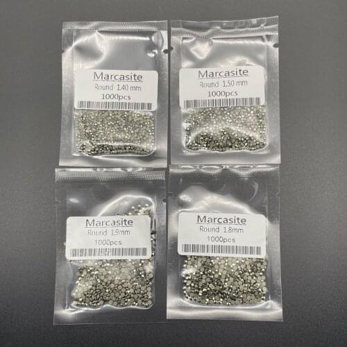 Drilling up 0.8~2mm Round Shape Flat Back Loose Brass color Marcasite Stone Beads For DIY Jewelry Gems