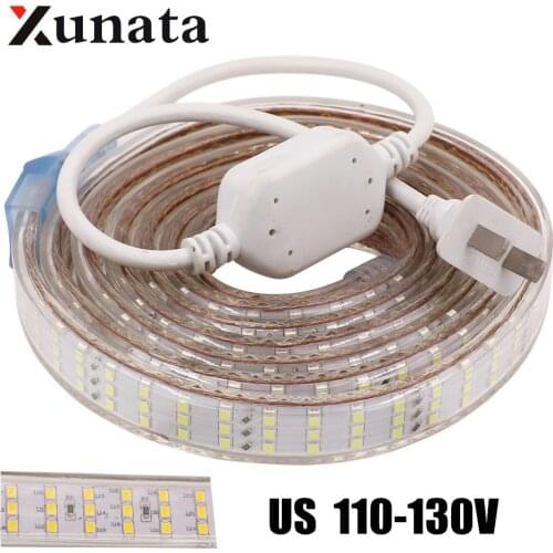 LED Strip US 110V-130V Three Row 2835 Waterproof 276Leds/m Warm/White Home Decoration Lights 1m~100m