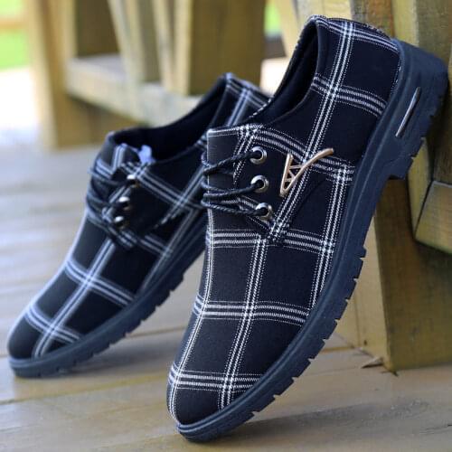 Boat Shoes 2021 Fashion Mens Shoes Casual Black Plaid Canvas Shoes Mens Work Shoes Lightweight And Comfortable Driving Shoes
