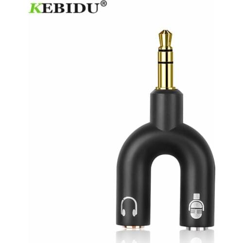 KEBIDU U Shape 3.5mm Headphone Splitter 3.5mm Y Splitter Audio Cables Splitter Microphone 2 in 1 Swivel Connector Adapter