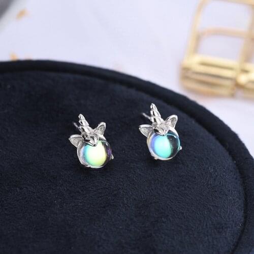 Earrings for Women Party Crystal Unicorn Stud Earrings boucle d'oreille Accessories eh473