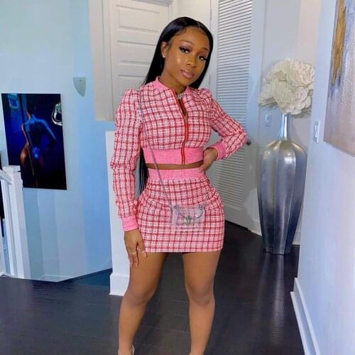 2020 2 Piece Set Women Set Long Sleeve Jackets Bodycon Midi Mini Skirts Suit Two Piece Set Vintage Matching Set Dress