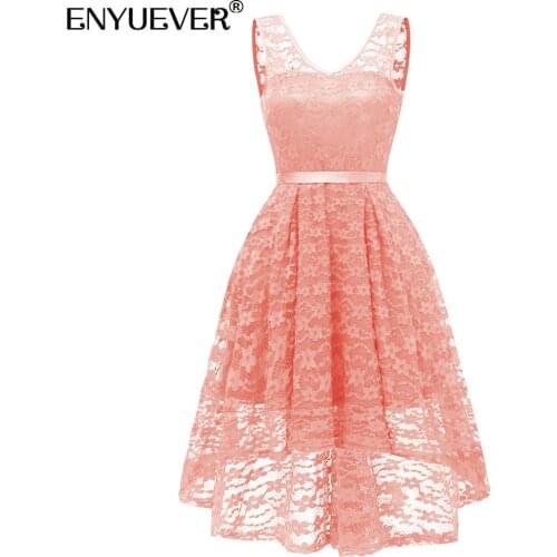 Elegant Short Lace Formal Dress Women Summer Clothes Sleeveless V Neck High Low Elegant Evening Gowns Pink Party Dress