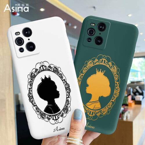 ASINA Liquid Silicone Case For Find X3 X2 Lite Neo Cartoon Pince King Couple Cover Bumper For OPPO Reno 6 5 4 3 2 Pro Funda Capa