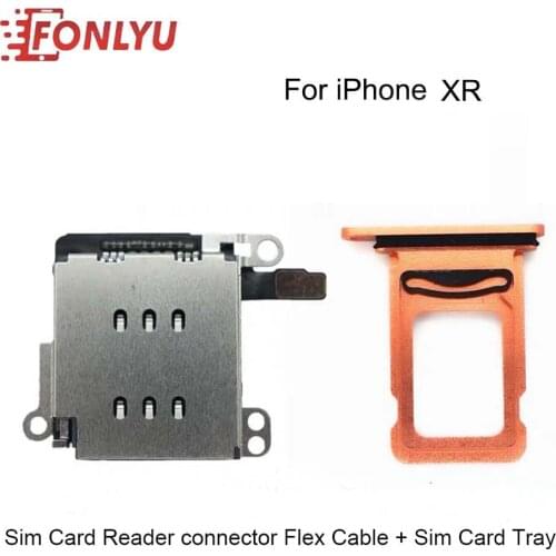 1 Set Dual Sim Card Reader connector Flex Cable + Sim Card Tray Slot Holder For iPhone XR Replacement Spare Parts