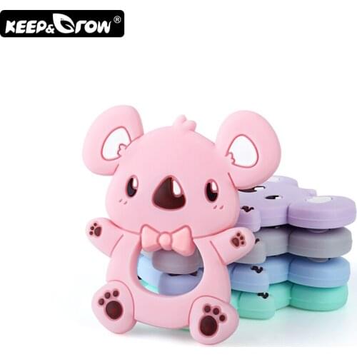 Keep Grow 10pc Silicone Koala Baby Teether Teething Toy Infant Teether Bead DIY Teething Necklace Pendant Food Grade Silicone
