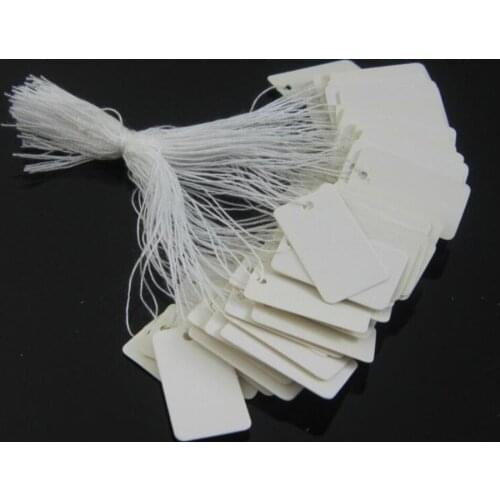 100pcs Price Tags Tie On White Strung Display Sales Blank Paper Price Labels