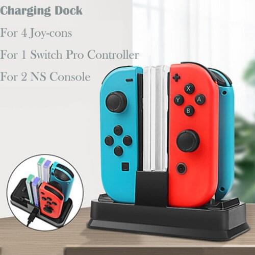 6 in 1 Nintend Switch Joy-Con Charger Stand Charging Dock Station for NS Switch 2 Console 4 Joycons 1 Pro Controller Accessories