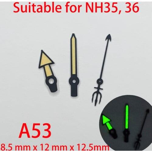 A53 suitable for NH35 watch pointers, watch accessories hand watch custom accessories NH36 Green luminous