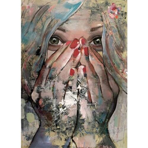 Diy 5d diamond painting Abstract surprise woman full drill diamond embroidery portrait cross stitch mosaic painting,YG2037