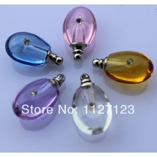 Free shipping!!!50pcs/lot New!mixed color Set auger droplets Crystal Perfume & Aroma Oil Vial Pendants