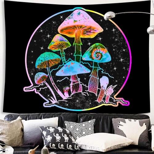 Home Decoration Psychedelic Mushroom Printed Tapestry Wall Hanging Bohemian Thin Polyester Fabric Wall Painting Tapestry Blanket