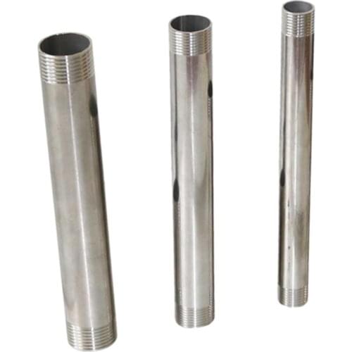 Double 1/2"3/4"1" Male Thread Head 20cm Stainless Steel Straight Tube Shower Rod Extension Hollow Tube Garden Water Pipe Adapter