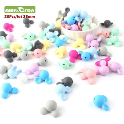 KEEP&GROW 20Pcs Cartoon Silicone Mickey Beads Baby Teething Toys Mouse Beads DIY Jewelry Making Baby Products Accessories