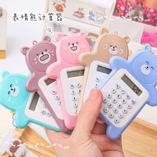 Korea Cute Bear Mini Tiny Calculator Pocket Bear Digit Calculator Portable 8 Display Cartoon Creative Calculator