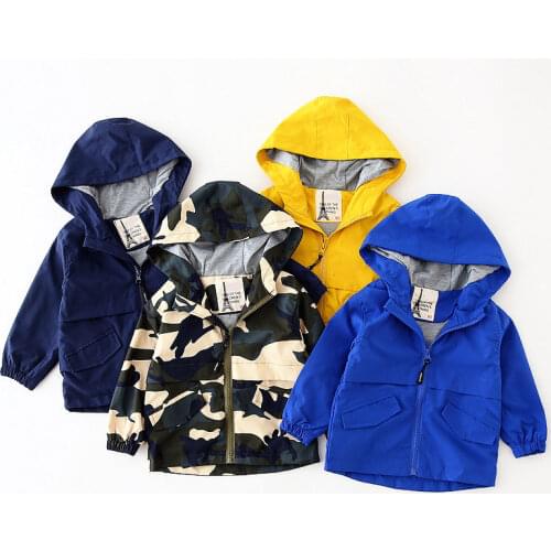 2-8Years Children Zipper Jacket Boys Long Sleeve Hooded Sweatshirts Autumn New Baby Casual Windbreaker Coat Tops Kids Clothing