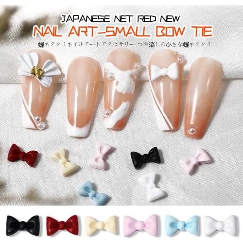 LEAMX 6 Color Cute Bow Art Design Small Bow Tie Accessories DIY Manicure Nail Art 3D Matte Three-dimensional Decoration Gift Hot