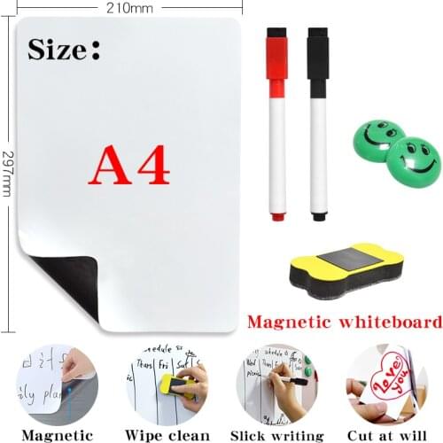YIBAI A4 Soft Magnetic Whiteboard Sticker Family Message Board Fridge MagnetsDry Erase drawing and recording boar with Free gift