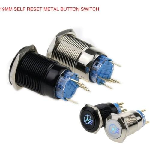 19 mm metal self-reset button switch oxidized black customizable switch voltage 6V 12V 24V 220V