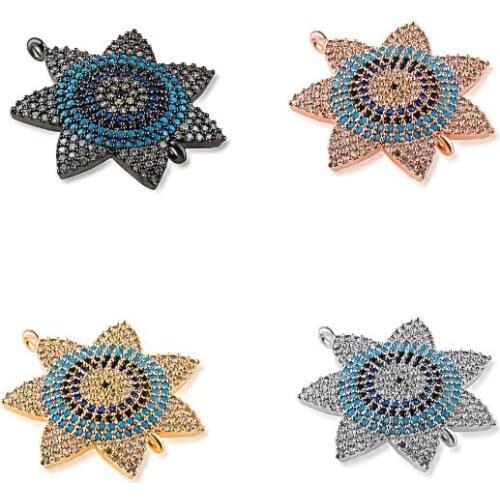 23*26mm eye crystal micro pave cz zircon cubic zirconia beads copper silver gold plated bracelet necklace accessories br3f