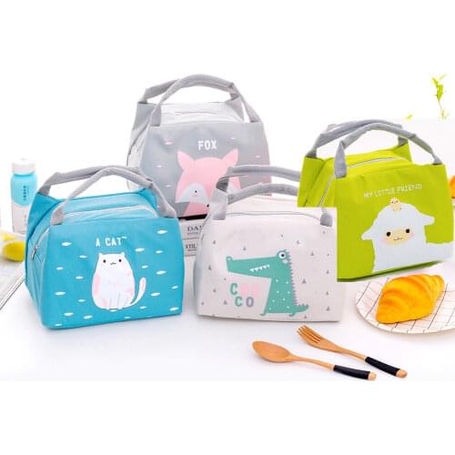 Cartoon Cute Lunch Bag For Women Girl Kids Children Thermal Insulated Lunch Box Tote Food Picnic Bag Milk Bottle Pouch