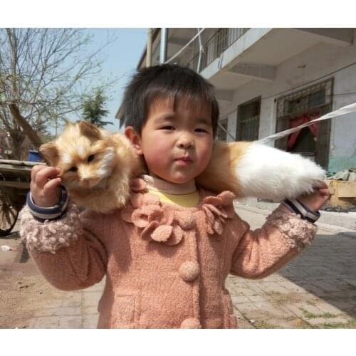 Simulation cute fox tweeting 59x12cm model polyethylene&furs fox model home decoration props ,model gift d417