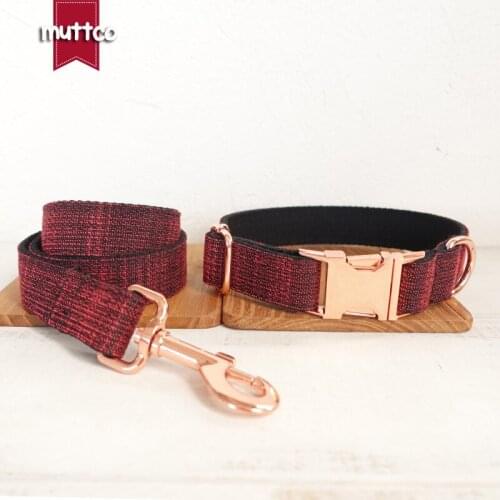 MUTTCO retailing handsome handmade collar for dog THE RED SUIT unique design dog collar 5 sizes UDC006M