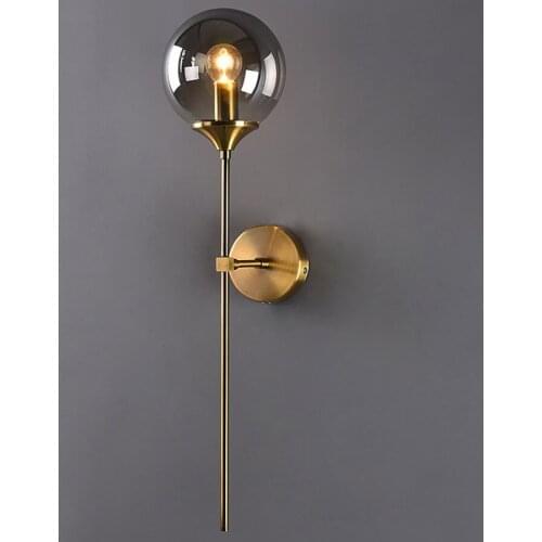 BEIAIDI Nordic Vintage Industrial Led Wall Lamp Glass Ball Indoor Bedroom Bedside Wall Light Living Room Corridor Aisle Sconces