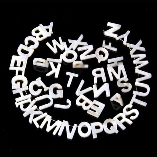 Natuarl Letter Mother Of Pearl Shell Bead 26 Capital Letter White Drilled Seashell Jewelry Accessories For Bracelet Necklace DIY