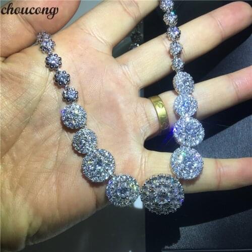 Choucong Luxury Cadenza Necklace Full AAAAA Cz White Gold Filled Evening Party Necklace for women Bridal Wedding jewelry Gift