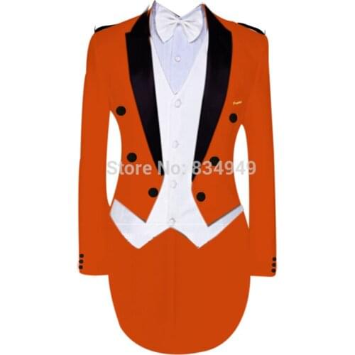 PREMIUM Custom Made to Measure Tailored mens BESPOKE tuxedo,ORNAGE TAILCOAT(Jacket+Pants+Vest